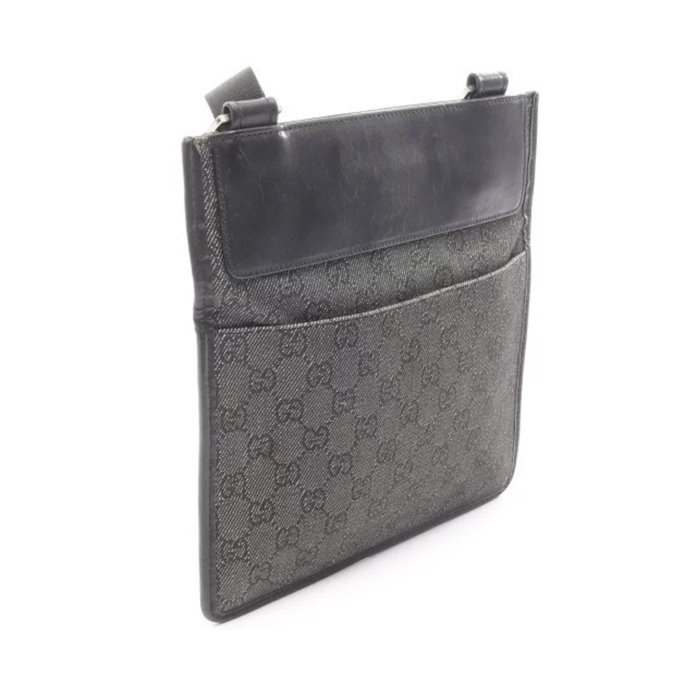 Gucci Denim Black Shoulder Bag Leather GG